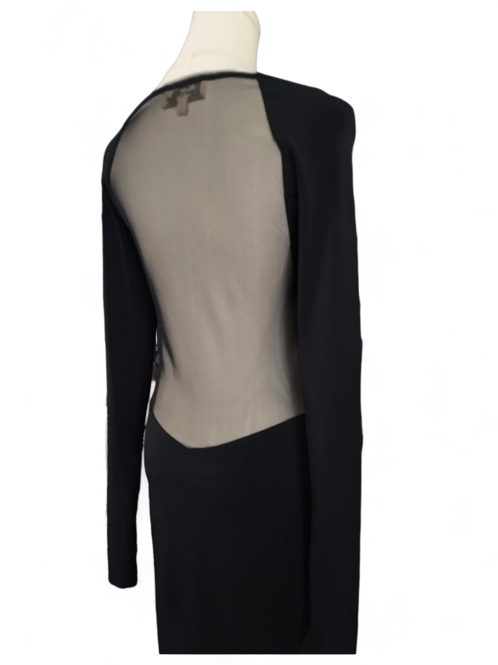 Elizabeth and James Black Bodycon Mesh Sheer Back Dress Womens Medium - Picture 5 of 10